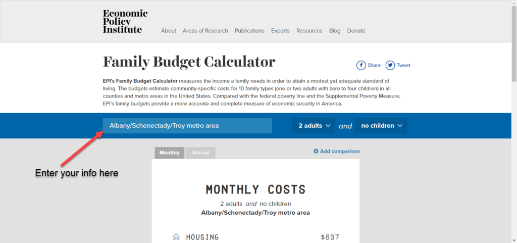 EPI Budget Calculator